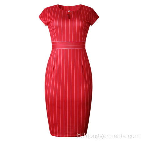 Women Stripe Dress Summer Business Abito a maniche corte